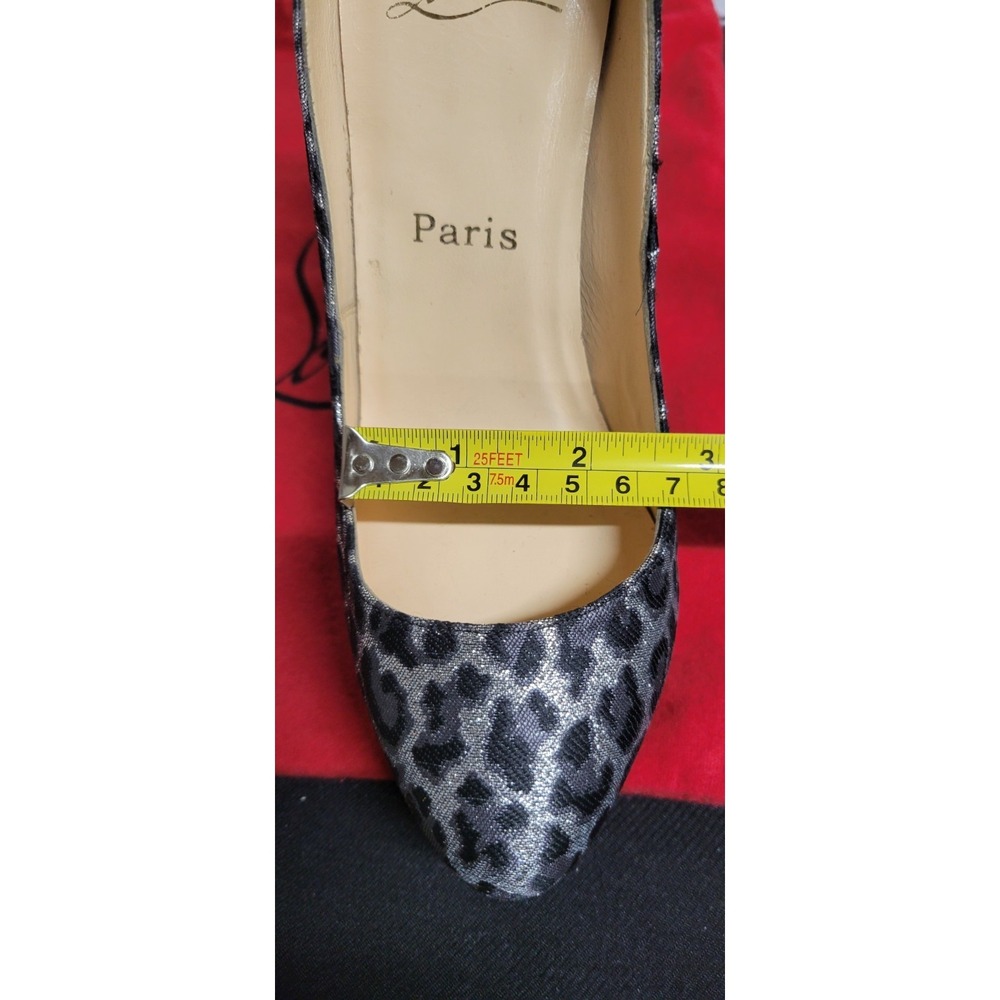Silver And Black Animal Print Christian Louboutin Canvas Platform Pumps Size 40 - Picture 11 of 12